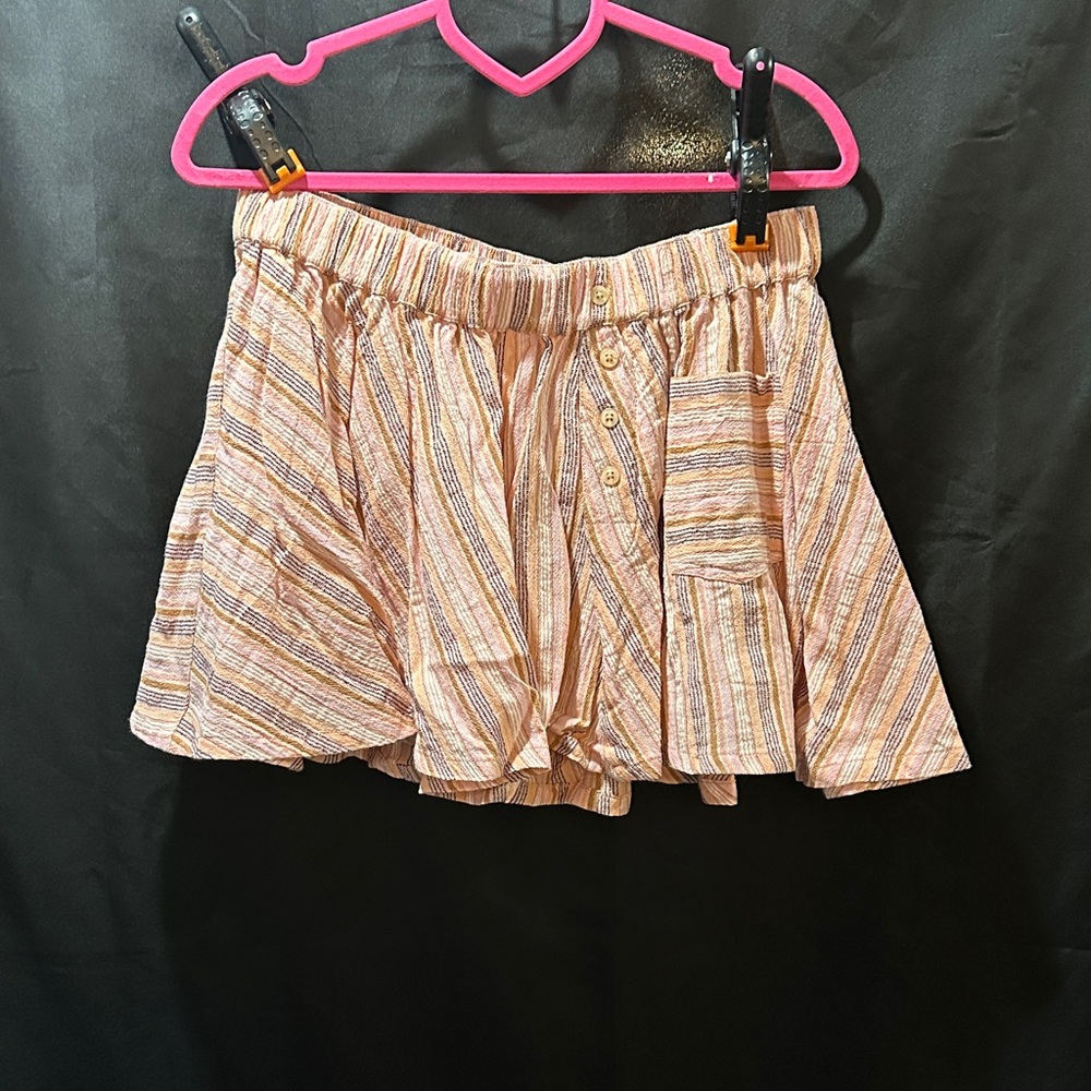 Vintage Free People Pink and Tan Textured Skirt